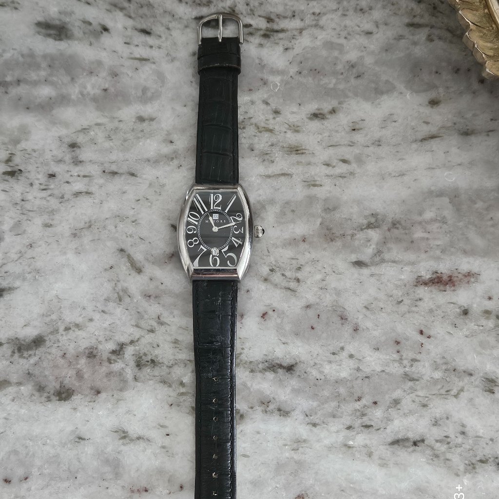 Rare Vintage Mayors Birks Tourneau Sapphire Crystal Swiss Made Leather Watch — image 7 of 8